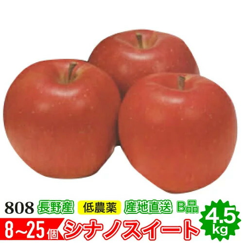 【全額返金】10月分予約 減農薬 シナノスイート りんご B品 約4.5kg～9kg入 長野産リンゴ 林檎 産地直送 小山 SSS※ ふるさと納税 ではありません