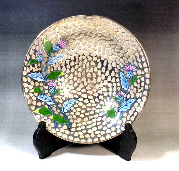 有田焼 染錦プラチナ彩薊絵器 陶物作り文筆家 藤井錦彩 作