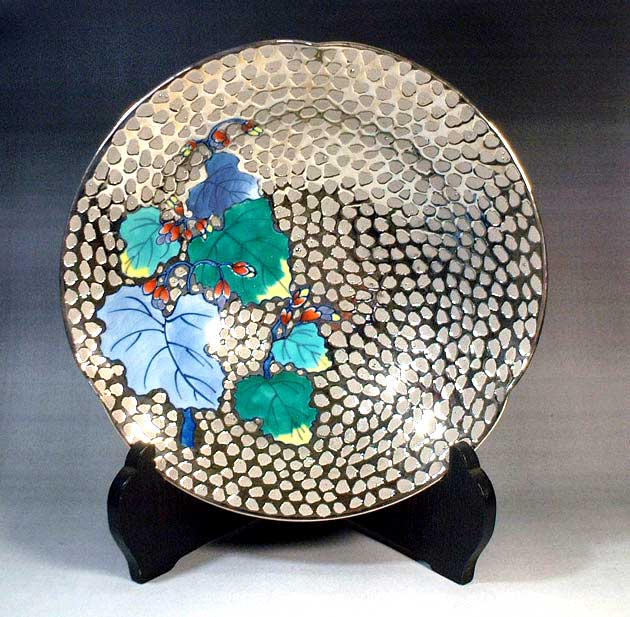 有田焼 染錦プラチナ彩秋海棠絵器 陶物作り文筆家 藤井錦彩 作