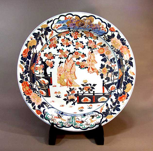 有田焼芸術品倣・古伊万里染錦金彩元禄もの言う花絵飾りつけお皿陶器作り絵書き 藤井錦彩 作