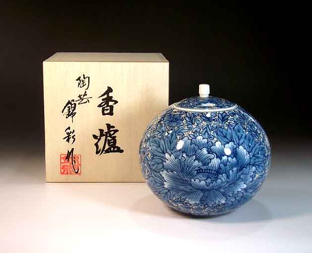 平安与山造　与山窯　藤裏葉の京焼香炉金彩の装飾 Yahoo!オークション - 京焼 藤裏葉香炉 茶道具 平安与山造 与山