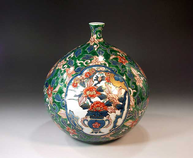 古伊万里様式染錦金彩松竹梅麒麟絵花瓶｜有田焼 陶芸作家　藤井錦彩作 有田焼・伝統工芸・総手描き倣・古伊万里染錦金彩松竹梅麒麟