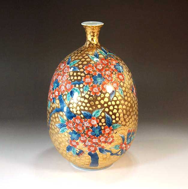 有田焼・言い慣わし芸術・総墨付き染錦先だつもの桜絵飾りつけ花立て陶物作り文筆家 藤井錦彩 作
