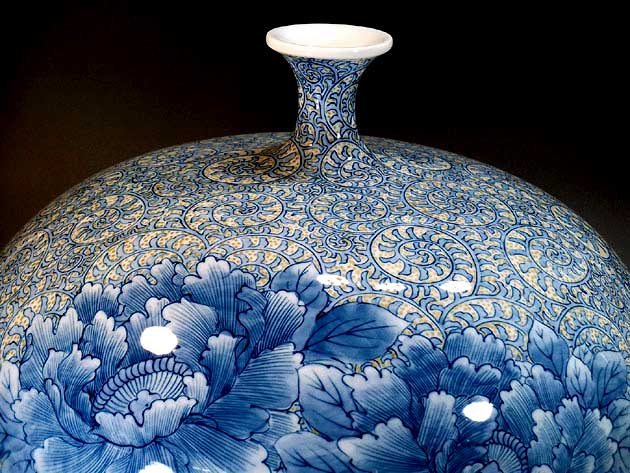 有田焼 お定りアート 総手書き汚目附金着色唐草ボタン挿絵飾りもの花立て陶芸画工 藤井錦彩 作品 Marchesoni Com Br