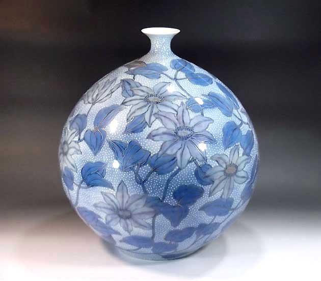 有田焼・言い慣わし芸術・総手書き金彩釉裏紅鉄線花絵飾りつけ花立て陶物作り執筆者 藤井錦彩 作