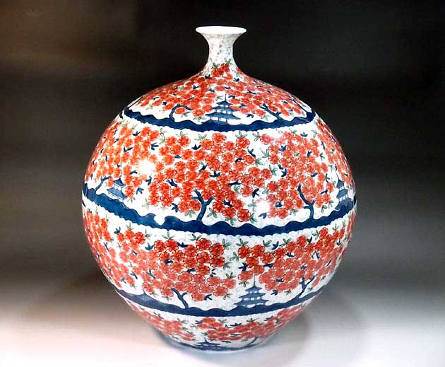 有田焼・言い慣わし芸術・総墨付き染錦高閣絵飾りつけ花立て陶器作り絵書き 藤井錦彩 作