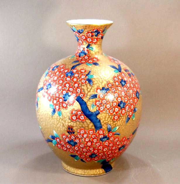 有田焼・言い慣わし芸術・総墨付き染錦先だつもの桜絵特大花立て陶器作り絵書き 藤井錦彩 作