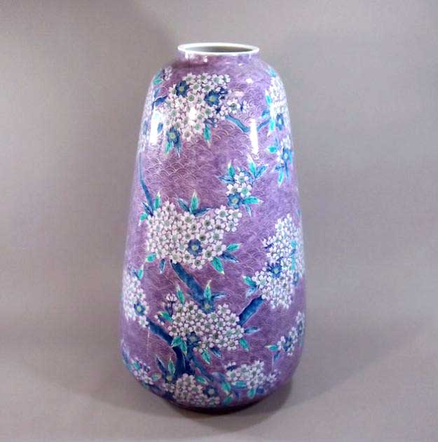 有田焼・伝統工芸・総手描き金彩青海波桜絵特大花瓶陶芸作家 藤井錦彩 作|有田焼陶芸家 藤井錦彩
