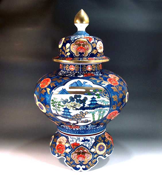 有田焼・言い慣わし芸術・総墨付き染錦金襴手景図飾りつけ沈香壺陶器作り絵書き 藤井錦彩 作