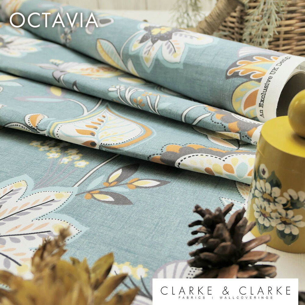 楽天市場 イギリス 輸入生地商品名 Genevieve Chambray ブランド名 Clarke Clarke クラーク クラーク 50cm以上10cm単位カルトナージュ エコバッグ カーテン 生地 布 バラ柄 大柄 花柄 カントリー 人気 ブルー 水色 Fab Home