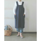 リネン前掛け バッククロスエプロン Linen Cross-Back Japanese Apron