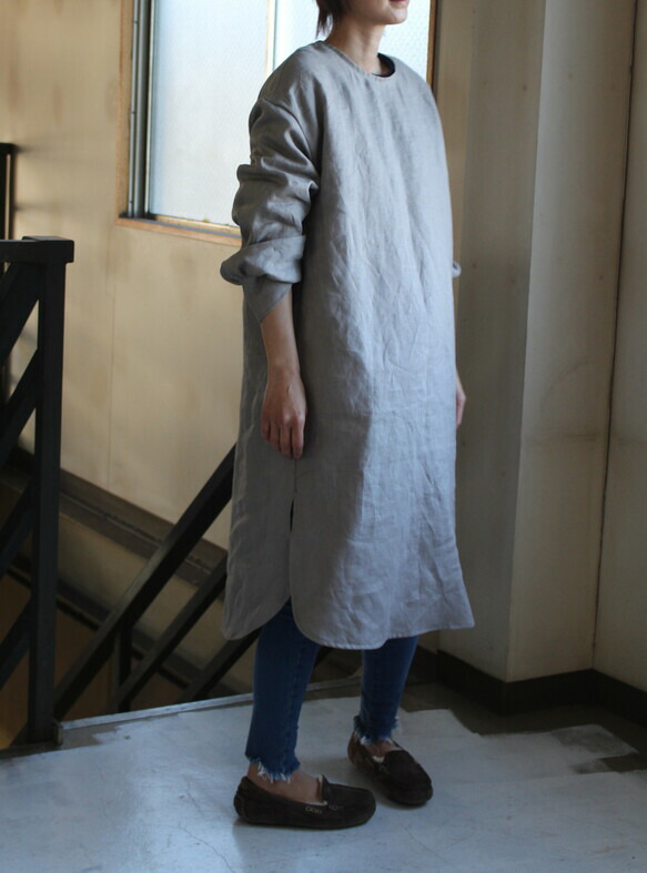 FRENCH LINEN100% リネンロングプルオーバー 麻