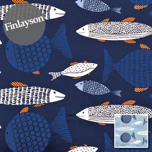 楽天市場 ヨーロッパ輸入生地 キャンバス生地 おしゃれなイラスト風フィッシュ 魚 ブルー 1枚 約48cmx68cm メール便発送可 オシャレなカットクロス 布 生地 ハンドメイド ｐｉｐｐｙ ２号店