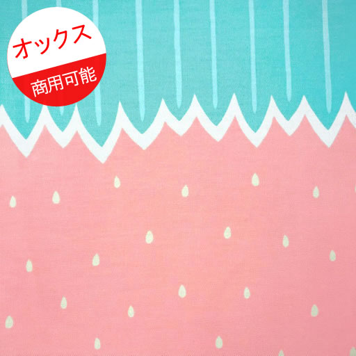 オックス 約35cmハギレ ハギレ 21 イチゴ カットクロス 苺 両耳ボーダー ストロベリー はぎれ カラー B ピンク いちご ゆめかわ