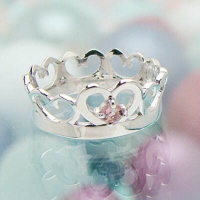 婴儿环/k10wg(白色合金)[粉红电气石(10月的生日宝石/天然宝石)]1岁