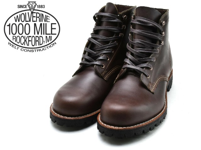 ウルバリン 1000マイルブーツ ウルヴァリン WOLVERINE 1000MILE BOOTS AXEL W990103 ブラウン Made in USAメンズ ブーツ men's boots画像
