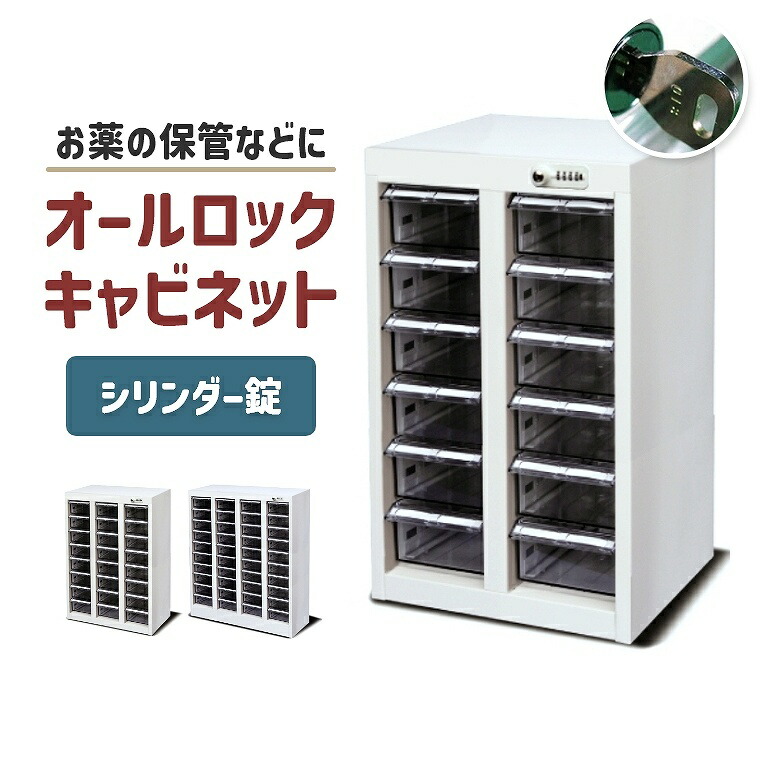 キャビネット 薬局 配薬 与薬 調剤薬局 オフィス 鍵付き【2列 6段】【3列 8段】【4列 10段】大容量 収納棚 棚 事務所 クリアトレーキャビネット 透明 引き出し 事務 オフィス家具 オールロック 工具 シリンダー錠 介護施設 MLBC-012C MLBC-024C MLBC-040C 64,350円
