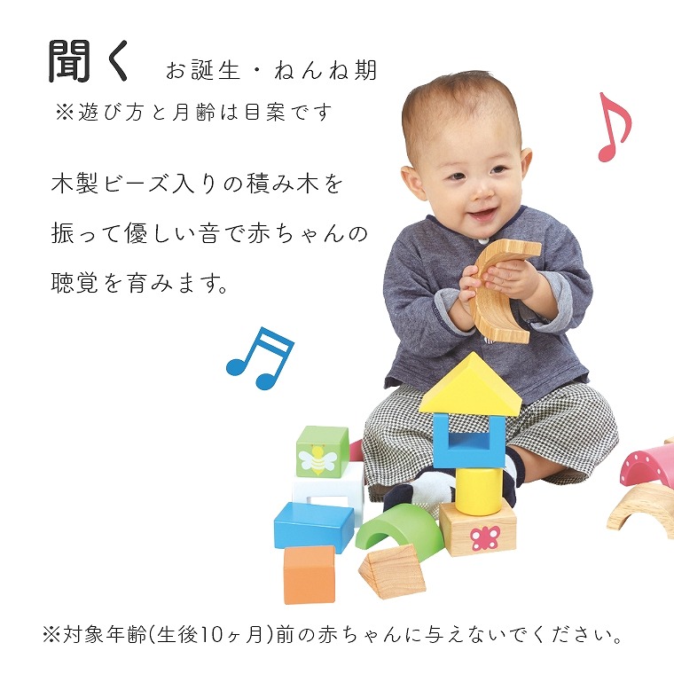 積み木 出産祝い 木のおもちゃ 10ヶ月から遊べる 音が鳴る積み木シリーズ Soundブロックス Large La 008 エデュテ Edute ベビー 赤ちゃん お誕生日 プレゼント 音のする 大きめ ブロック 楽しい 形 カラフル かわいい 女の子 男の子 木箱入り ギフト キッズ 知育玩具