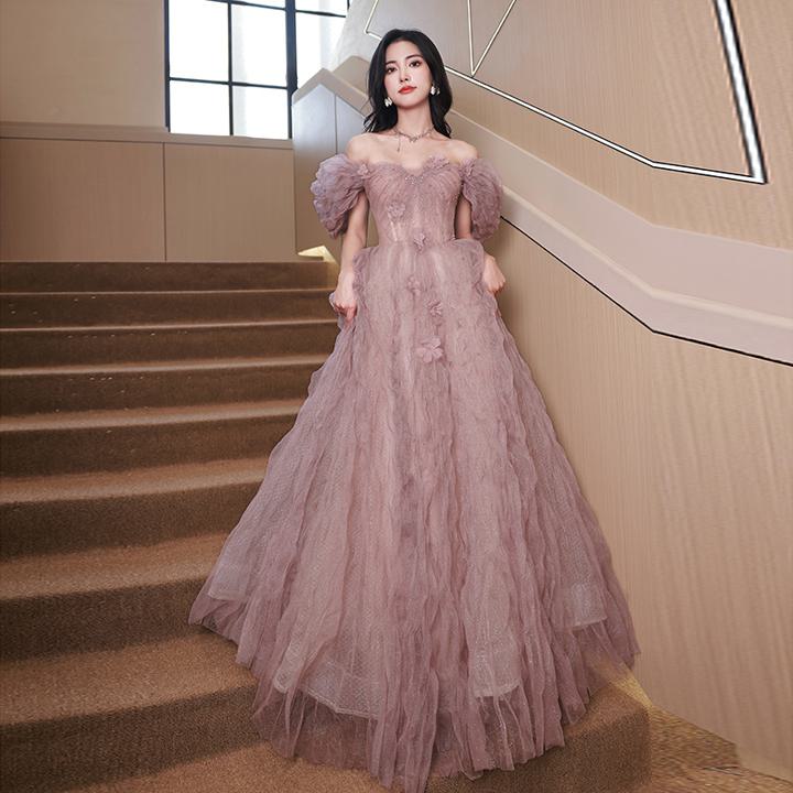オフショルダーボリュームロングドレス ウェディングドレス 結婚式ドレス 二次会ドレス 披露宴ドレス Aラインドレス ロング ロング丈 パフスリーブ オフショルダー Aライン プリンセス プリンセスライン 細身 かわいい きれいめ 上品 おしゃれ エレガント モダン 華やか