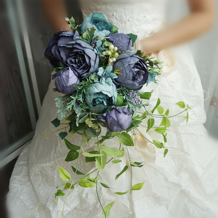 キャスケード ブーケ ガール ウエディングブーケ 結婚式 造花 アレンジメント