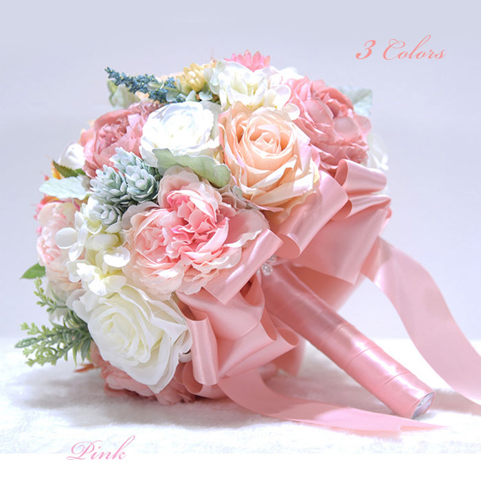 【楽天市場】バラ シャクヤク クリーン ミックスアレンジ ウエディングブーケ ブートニア 結婚式 ラウンド型ブーケ 造花 ウェディング用