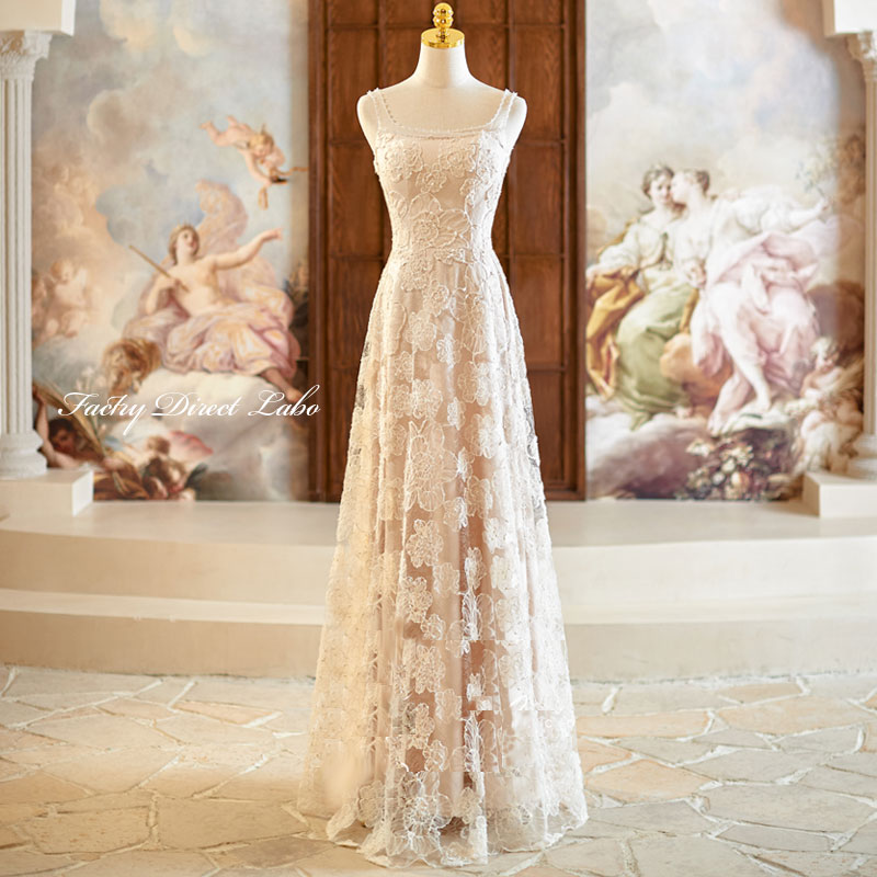 ホルターネックのスレンダーライン高級ウエディングドレス7号9号11号S~Lサイズ ホルターネックのスレンダーライン高級ウエディングドレス7号9号