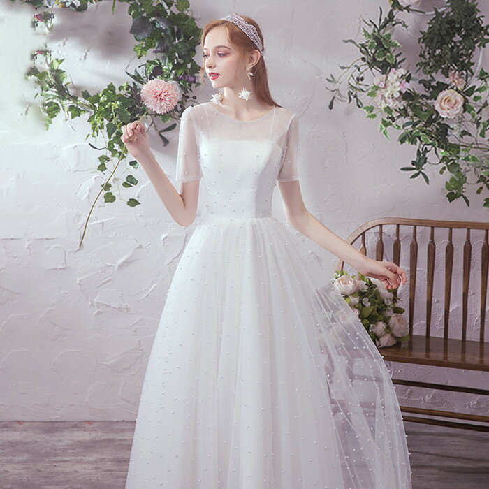 清楚で上品な Aラインドレス 二次会 ドレス 花嫁 パーティドレス 結婚式 リゾートウエディングドレス Tnfarmersmarkets Org