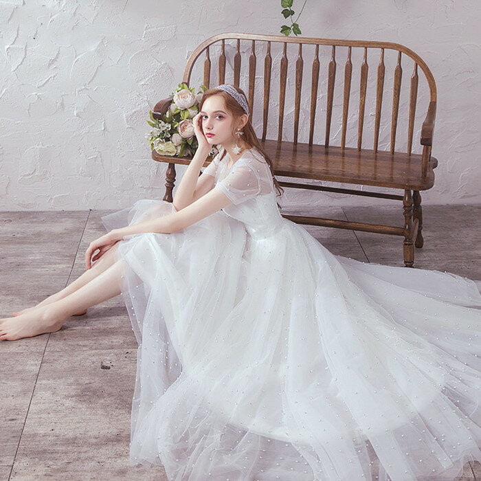 清楚で上品な Aラインドレス 二次会 ドレス 花嫁 パーティドレス 結婚式 リゾートウエディングドレス Tnfarmersmarkets Org