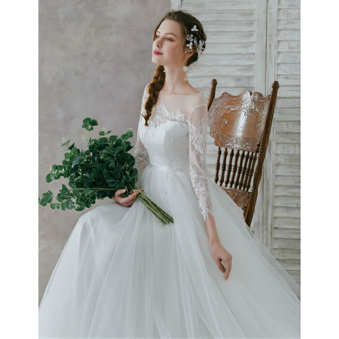 オーダー 二次会 ウェディグドレス Aラインドレス 二次会 ウエディングドレス ワンピース ウエディングドレス 袖あり 結婚式レディースファッション ワンピース Aラインドレス 海外挙式 白 花嫁 二次会 長袖 花嫁 二次会 大きいサイズ ドレス カジュアル 結婚式