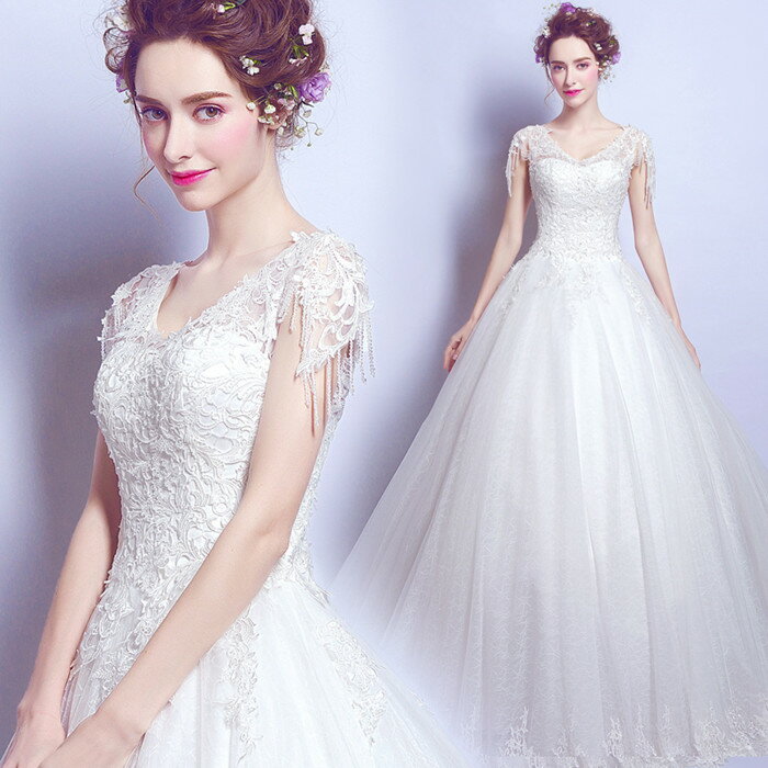 レディースファッション ウエディングドレス 福袋 二次会 ウェディグドレス 華やか刺繍 大きいサイズ カジュアル ドレス 花嫁 海外挙式 ワンピース プリンセスラインドレス Beachsidecliniccr Com