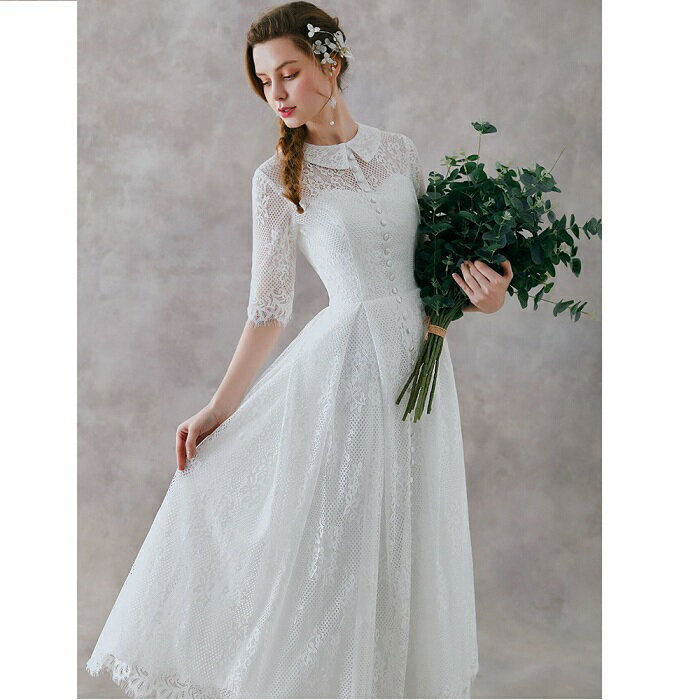 パーティドレス ミニドレス ウエディングドレス ミモレ丈 結婚式 花嫁 ミニ ミニ 結婚式 カジュアル ミニドレス ミニドレス 花嫁 袖あり ファクトリーダイレクト ラボ ドレス ウェディグドレス パーティドレス 二次会 カジュアル クラシカル 二次会 白ワンピース