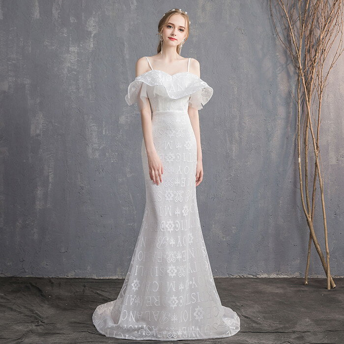 大人かわいい マーメイドライン ウェディグドレス 二次会 ワンピース 海外挙式 花嫁 リゾートウエディング カジュアル Tubosa Com