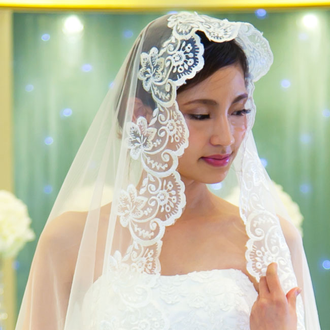 Factory Direct Labo Maria Veil Semi Long Hair Length Race Hemming