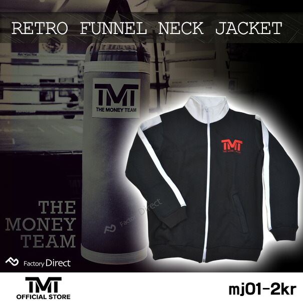 超ポイントバック祭】 tmt-mj01-2kr THE MONEY TEAM ザ マネーチーム ジャケットRETRO FUNNEL NECK  JACKET 黒ベース×赤ロゴ フロイド メイウェザー ボクシング メンズ プリント アメリカ TMT WBC WBA ジャケット  フロイドメイウェザー 上着 羽織り ロゴ www.hotelpabela.com