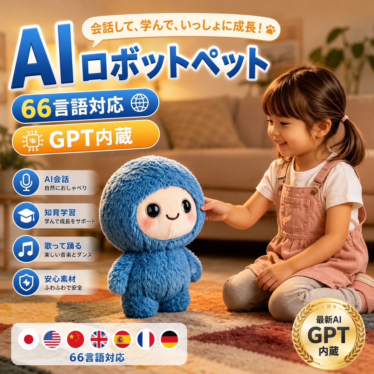 【月額無料・2026最新モデル】AIペット ロボットペット ChatGPT対応 しゃべるぬいぐるみ 電子ペット スマホ連動 66言語対応 手のひらサイズ 知育玩具 英語学習 癒しグッズ 子供 大人 一人暮らし 誕生日 クリスマス プレゼント｜ファファショップ 10,345円