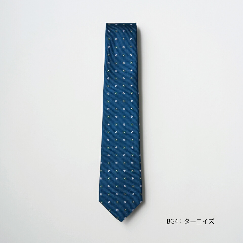 【公式】【OCEAN BLUE ’26】Repp Floral Motif フェアファクス FAIRFAX ネクタイ レップ　モチーフ 小紋 小花 フラワー　ブルー シルク100% 日本製 ハンドメイド