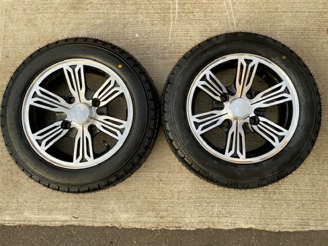 【即納】2本入り口・入口 12in タイア +  車輪書き割り 125/65-12 2本入り口・入口 EVトゥクトゥク EV TUKTUK 12inにインチアップアップ  軽銀製 其れ相応： AONEW  EQV CAMP の後輪