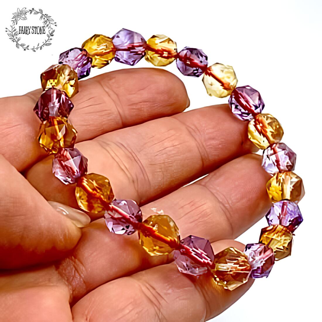 楽天市場】シトリン アメジスト デザイン ブレスレット 7.9mm-9.8mm 黄