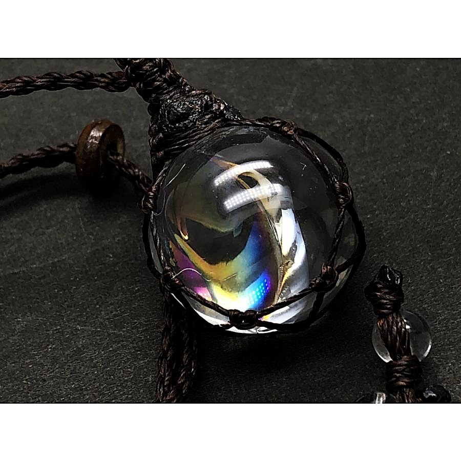 【12％OFF 新規様クーポン】 レインボー水晶 アイリスクォーツ ネックレス パワーストーン 天然石 虹入り スフィア 丸玉 マクラメ プレゼント 女性 男性 アクセサリー 1点物 NO.13365 ギフト 運気 幸運 オリジナル メンズ レディース