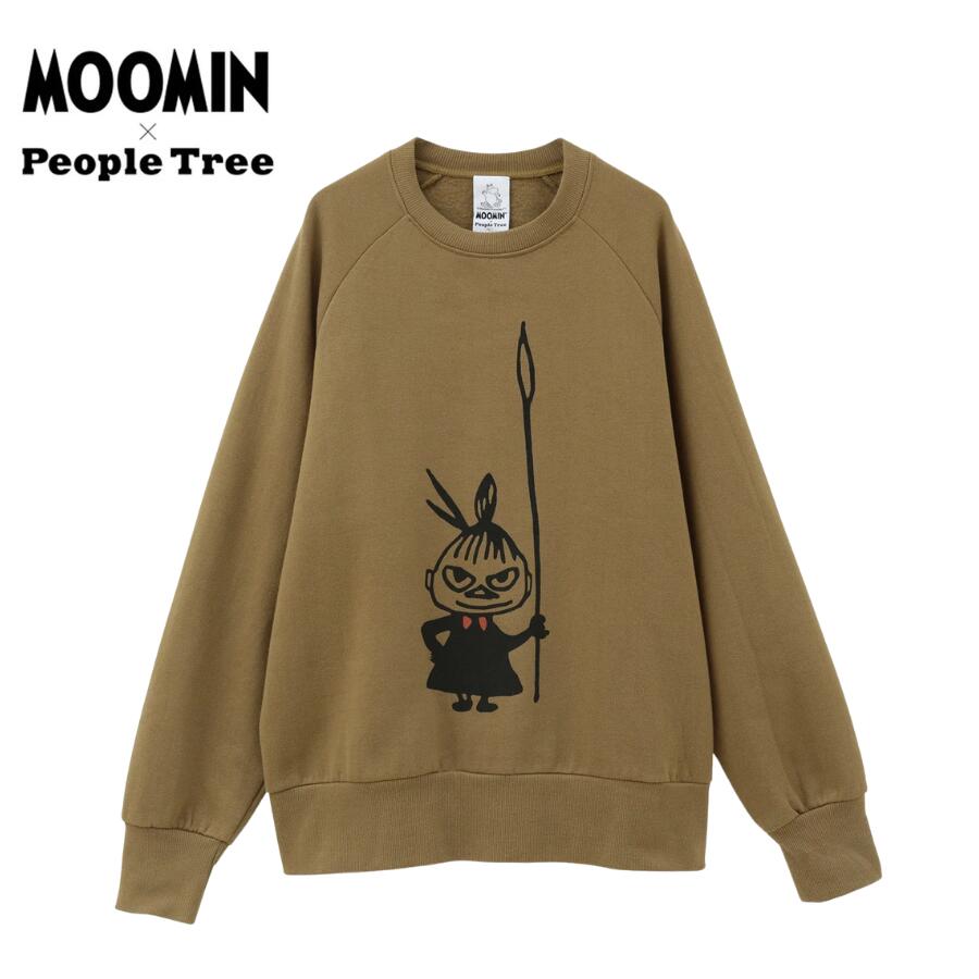 [新作] People Tree ムーミン オーガニックコットン ユニセックス裏毛スウェットトップ・ブラウン系・槍を持つリトルミイ（M／L）【ムーミンシリーズ】