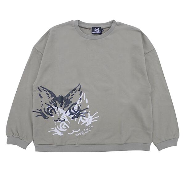 わちふぃーるど 猫ポケスウェット スライドフェイス グレイッシュサンド（M／F） [中国製]