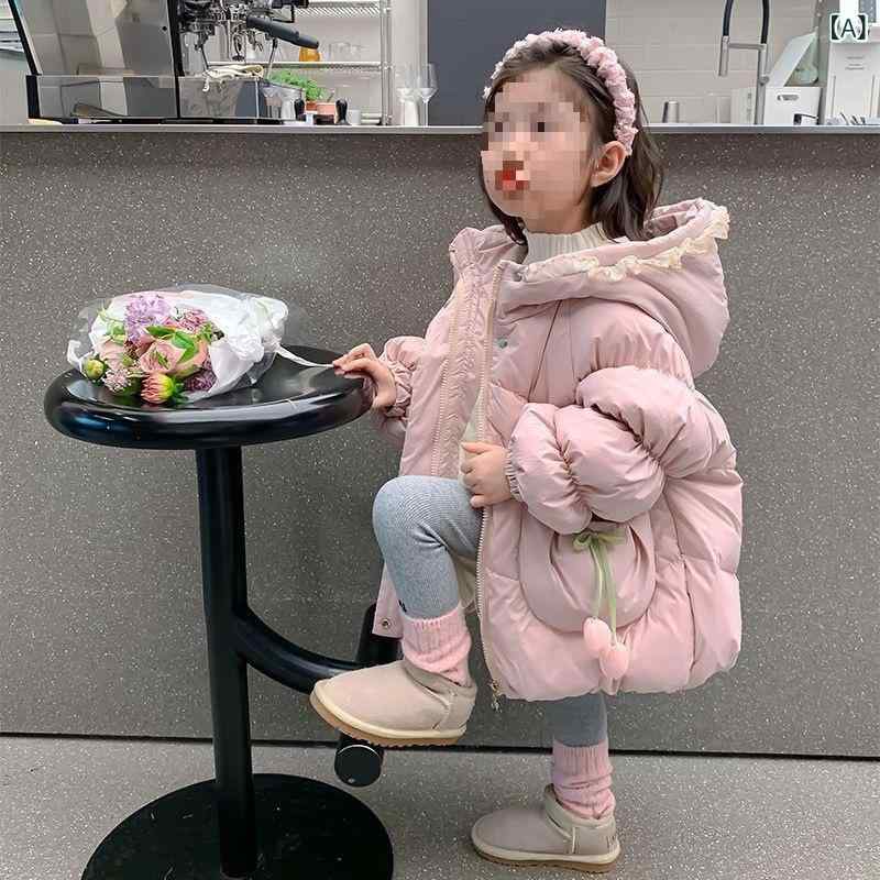 ダウンジャケット 女の子 子供 冬用 中長丈 厚手 おしゃれ アウター 暖か 軽量 スタイリッシュ コート キッズ 女児 冬服 防寒 羽毛 加工