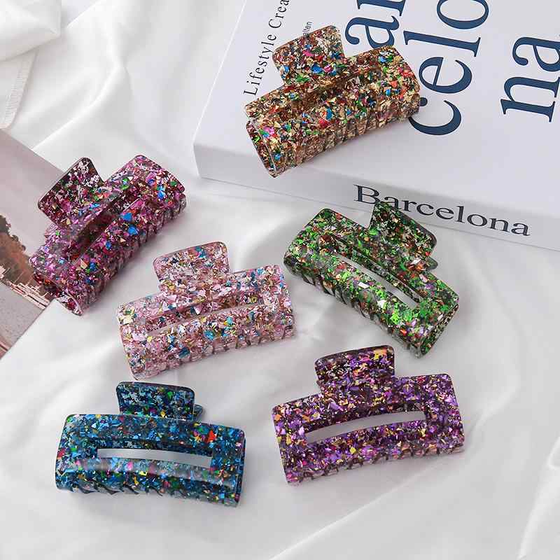 髪の毛ゼムクリップ 大型 アクリル樹脂原料品 ホロー工業 四辺形 キラキラスパンコール 繰り上げる表現スタイル 下げ髪用 とっ始めいの一番 髪の毛付属物 亭主もち用 日常使い走り 明滅する光 軽さ 据えつける力 強め 髪飾りつけ 分かりやすい 今めかしい