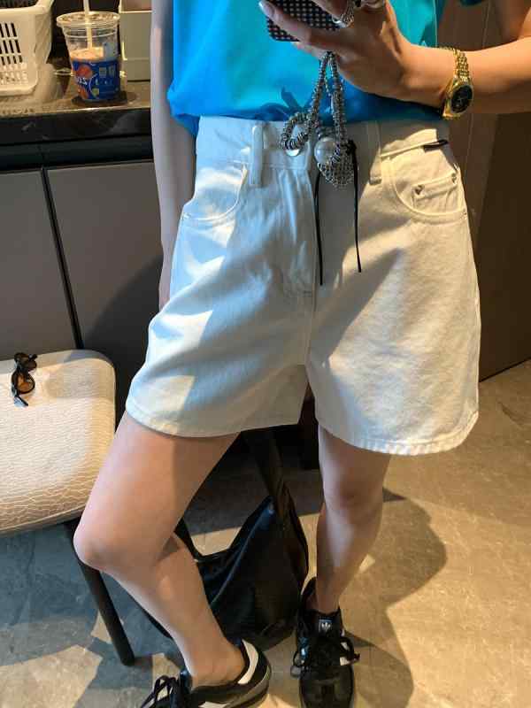 レディース デニム ショーツ 夏用 ハイウエスト ワイドレッグ Aライン ゆったり 脚長効果 スリム見え ぽっちゃり対応 カジュアル ボトムス