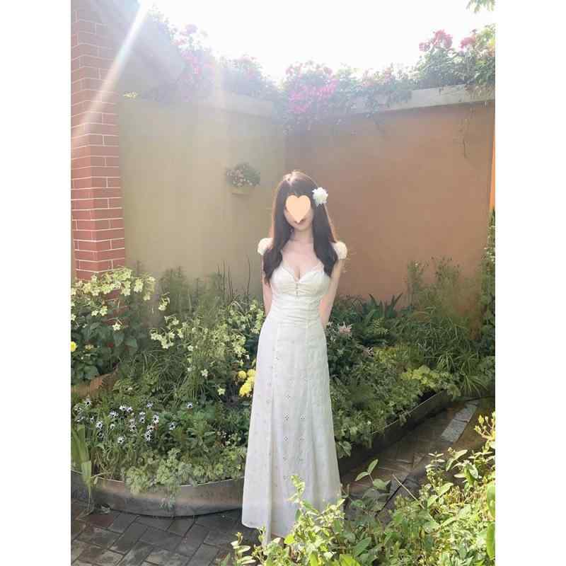 ワンピース レディース 夏 レトロ ウエストシェイプ レース 花柄縁 透け スイート セクシー スタイリッシュ 上品 膝丈 日常使い 軽やか フレアシルエット