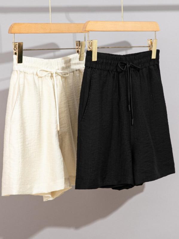 レディース ショートパンツ 通気性 柔らかい 伸縮腰 腰紐付き ゆったり カジュアル 普段使い 夏用 軽量 吸湿速乾 ミドル丈 ベーシック