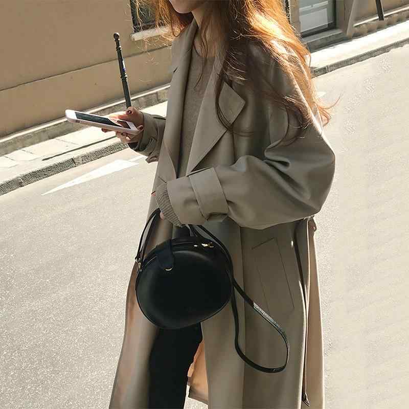トレンチコート レディース 秋用 大きめ 大きさ ぽっ自転車相応う ゆったり 相応う 中長丈 雅びやか 連合王国風 韓国表現スタイル 小っちゃい向け アウター 日常使い走り 軽さ 伸縮性