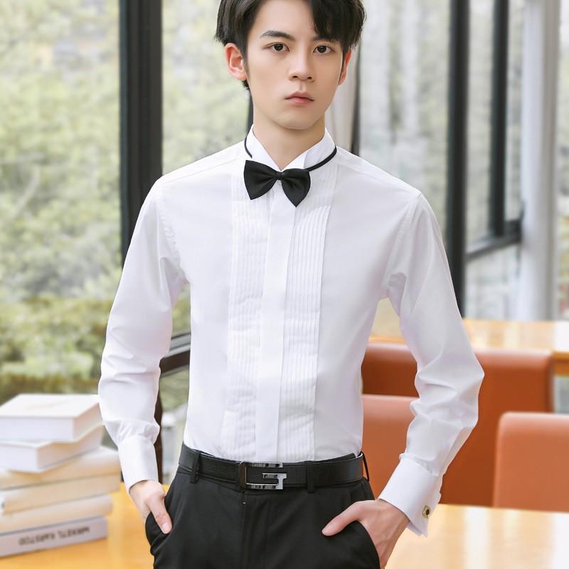 シャツ 男性用 燕尾襟 白 結婚式 礼服 司会者服 伴郎服 フレンチスタイル 新郎服 演出服 大きいサイズ フォーマルウェア ホワイト トップス 通勤可 ビジネスシーン