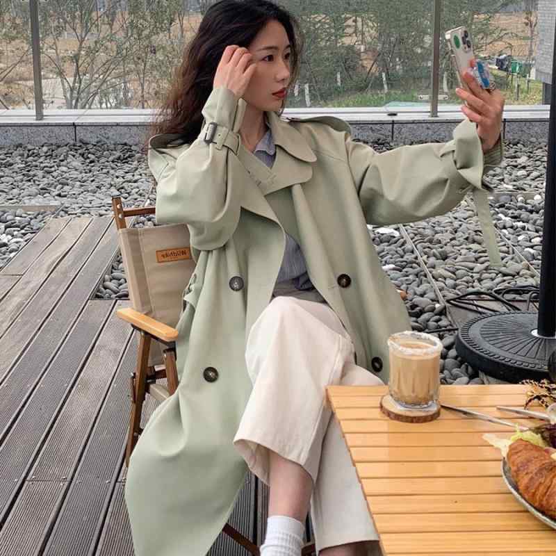 トレンチコート レディース 春 中長丈 小柄対応 韓国 アウター コート スタイリッシュ ファッション 軽量 伸縮性 通勤用 普段使い｜FAIRYショップ