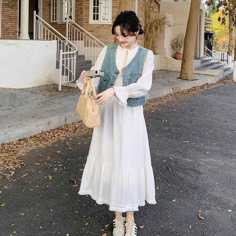 レディース 衣装 ジーンズ 限りない 仕掛ける 白いこと ロング フリンジ 春夏 フレンチ表現スタイル 飛び切り感 綿原材料 心地好い